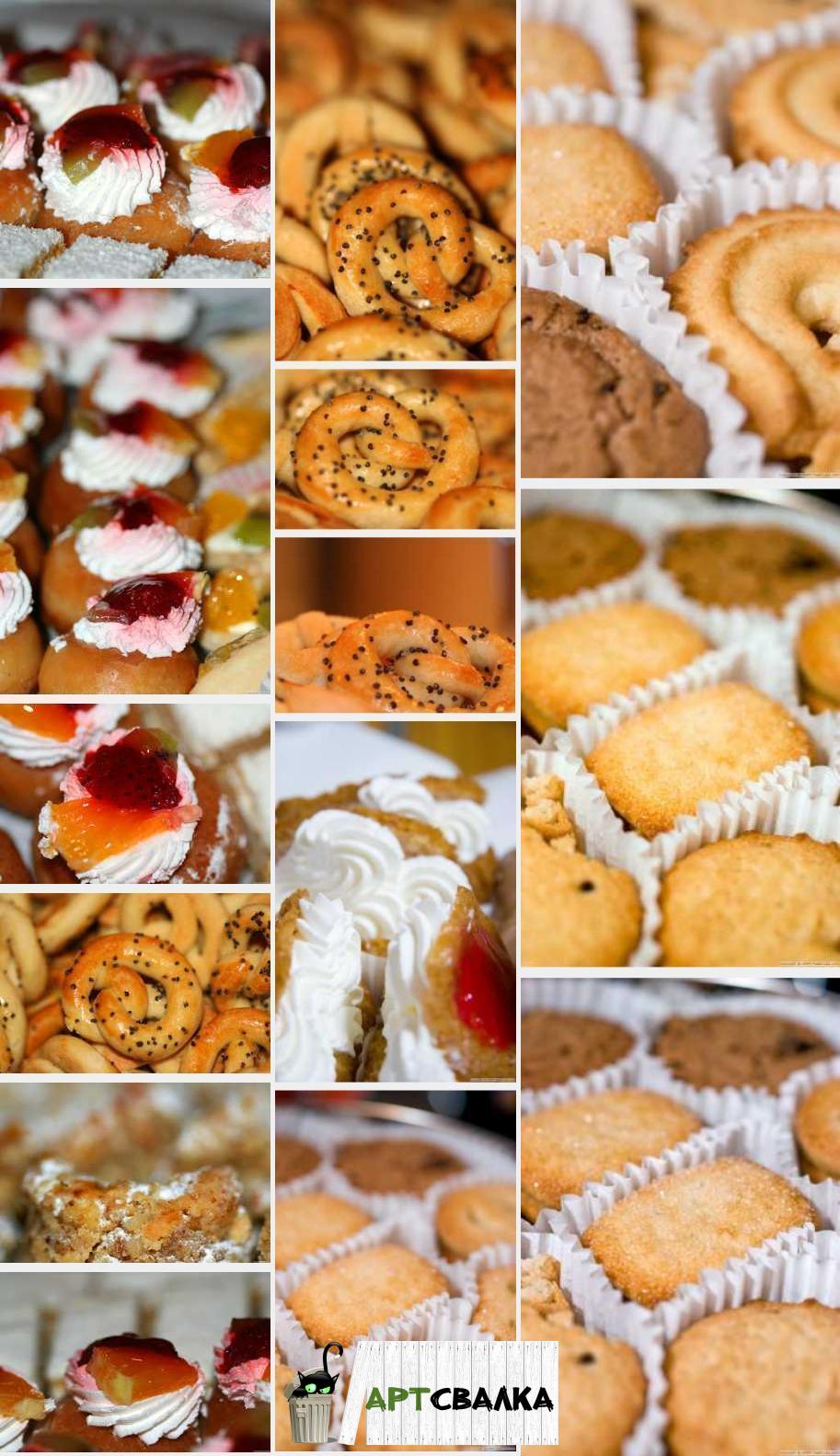 Пироженки, печеньки и бублики клипарт | Brownies, cookies, and bagels clipart